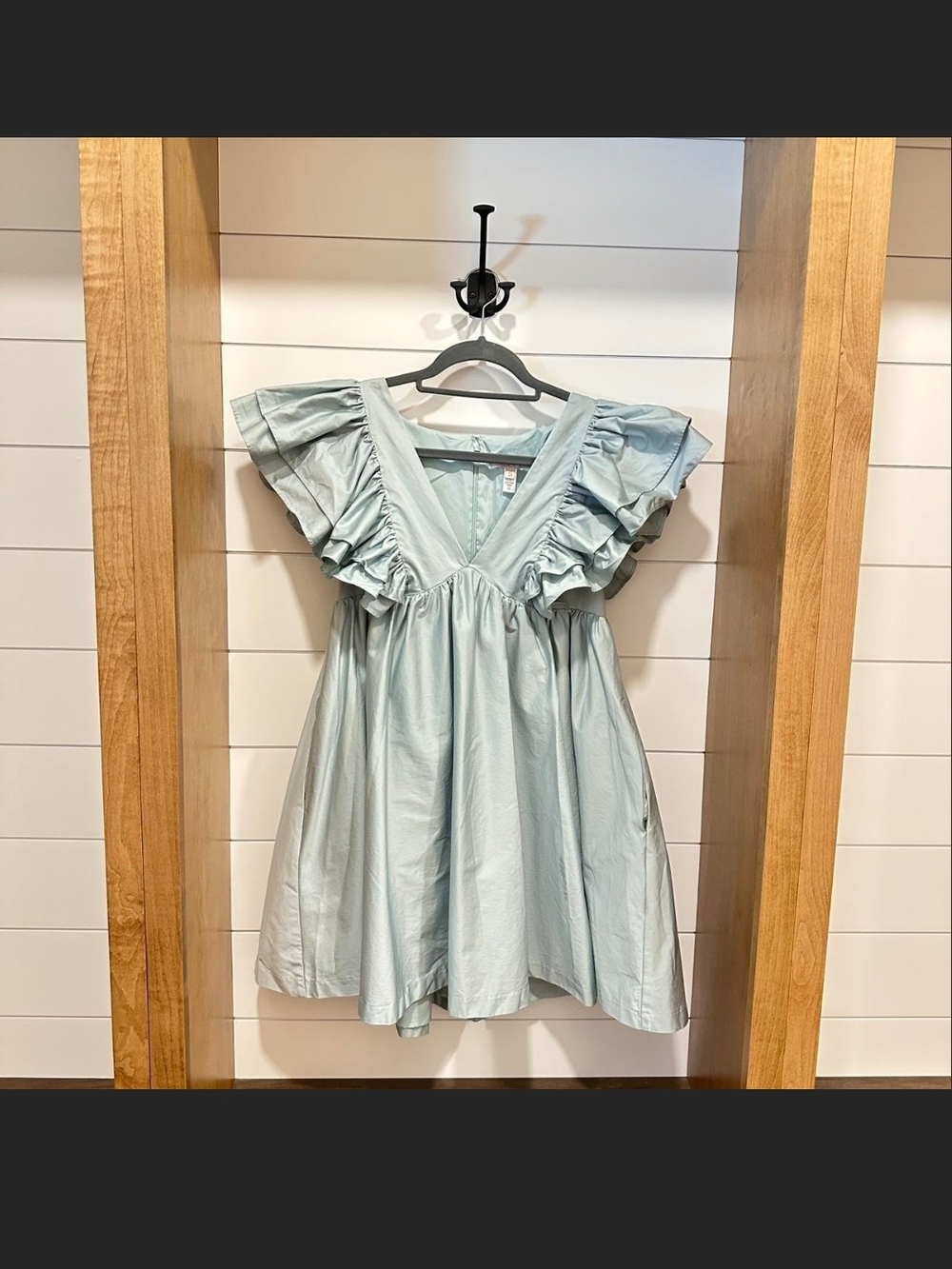 Hutch Anthropologie Light Blue Ruffle Sleeve Dress Sz XS